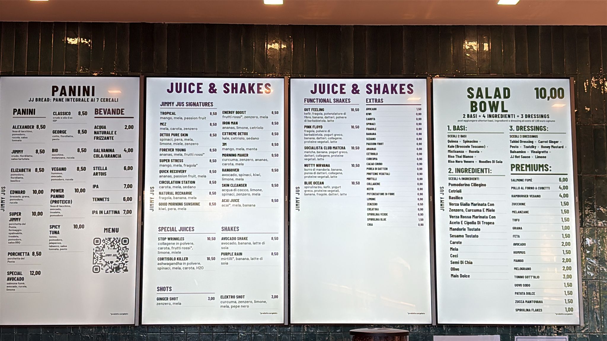 Menu su monitor Jimmy Jus